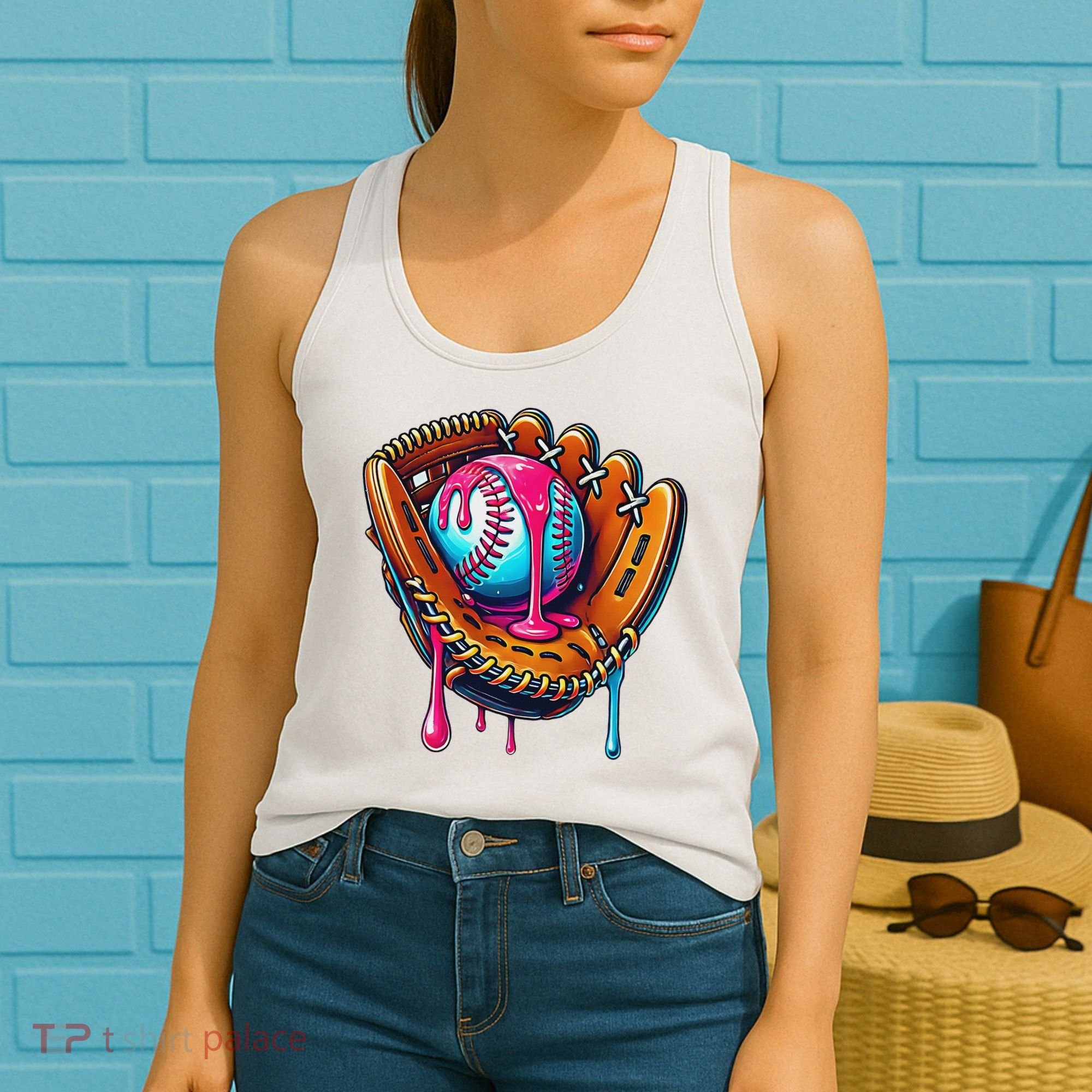 Baseball Glove Drip Ice Cream Sprinkles Baseball Boy Women's Tank Top