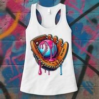 Baseball Glove Drip Ice Cream Sprinkles Baseball Boy Women's Tank Top thumb 3
