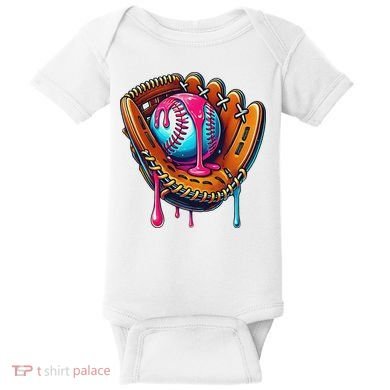 Baseball Glove Drip Ice Cream Sprinkles Baseball Boy Baby Bodysuit