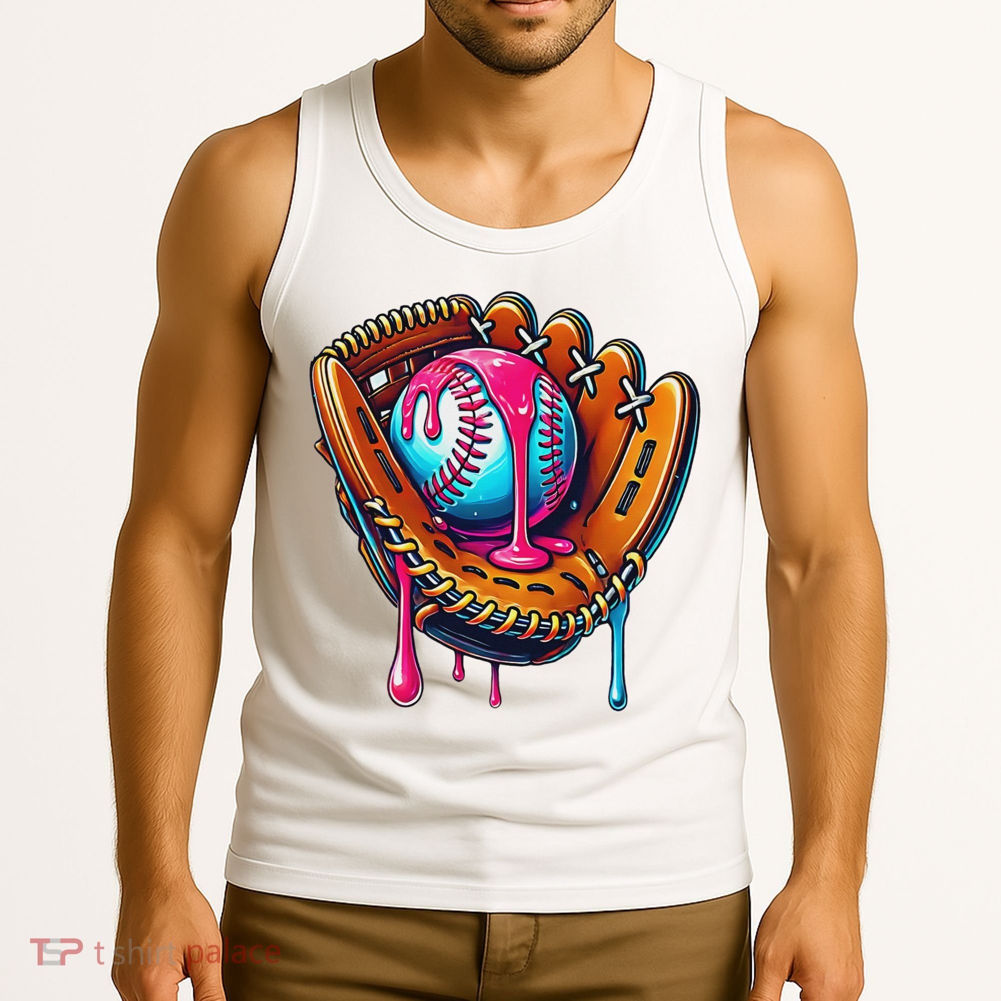 Baseball Glove Drip Ice Cream Sprinkles Baseball Boy Tank Top