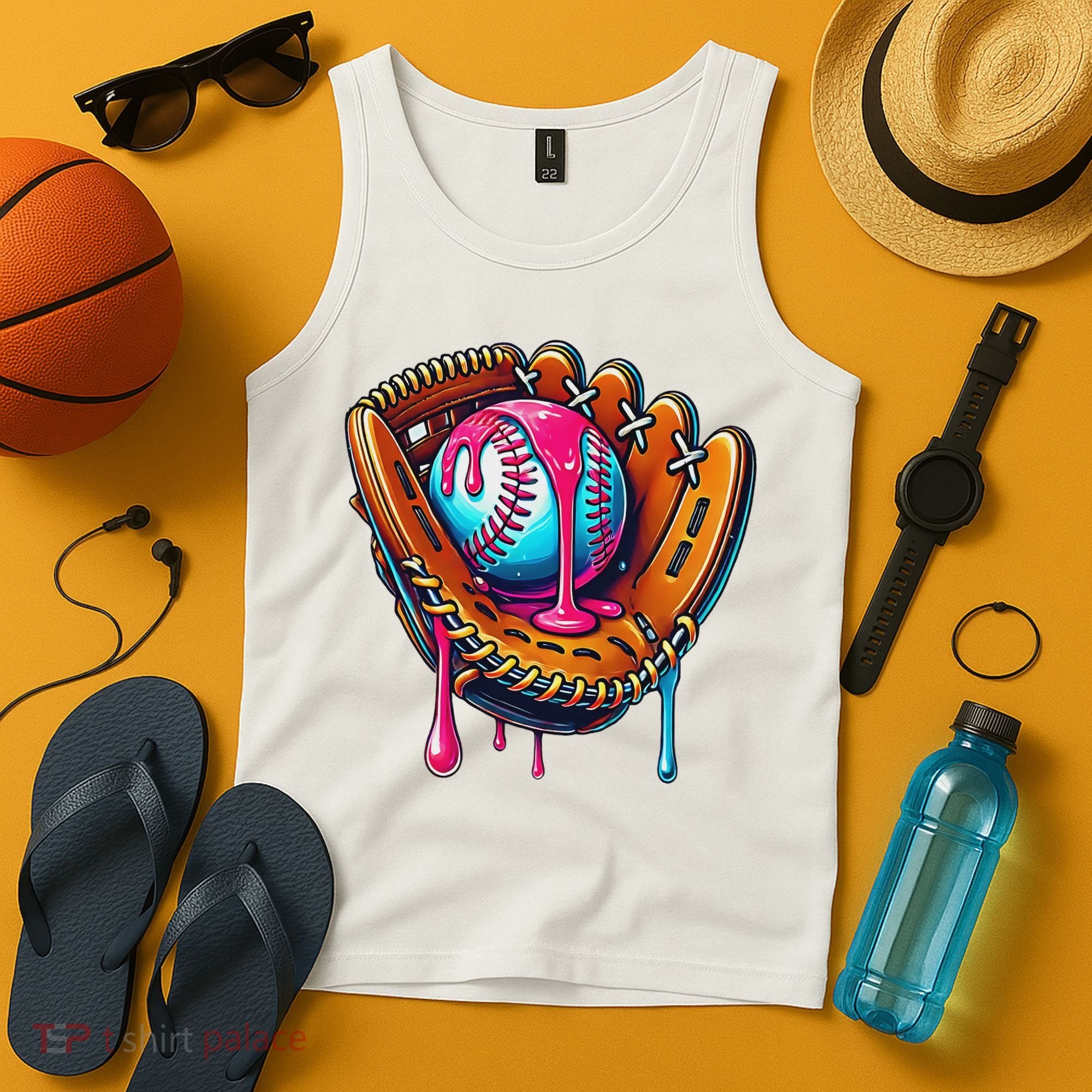 Baseball Glove Drip Ice Cream Sprinkles Baseball Boy Tank Top