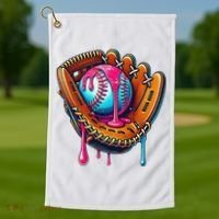 Baseball Glove Drip Ice Cream Sprinkles Baseball Boy Golf Towel thumb 1