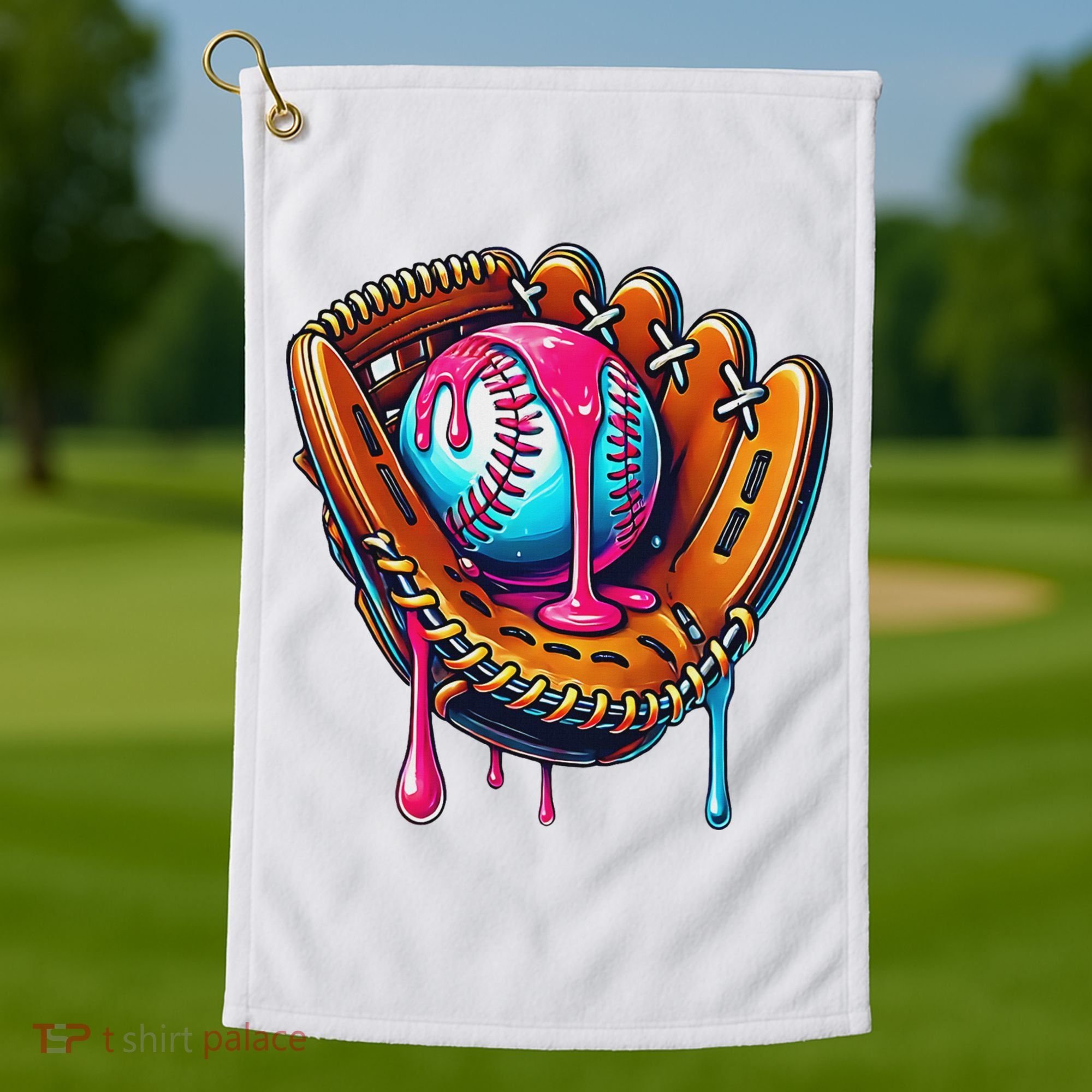 Baseball Glove Drip Ice Cream Sprinkles Baseball Boy Golf Towel
