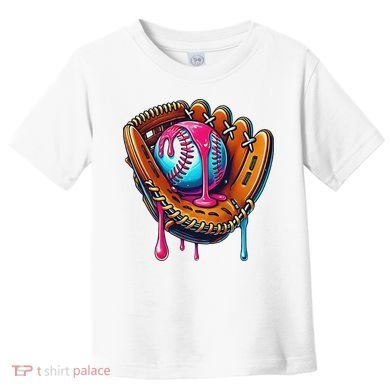 Baseball Glove Drip Ice Cream Sprinkles Baseball Boy Toddler T-Shirt