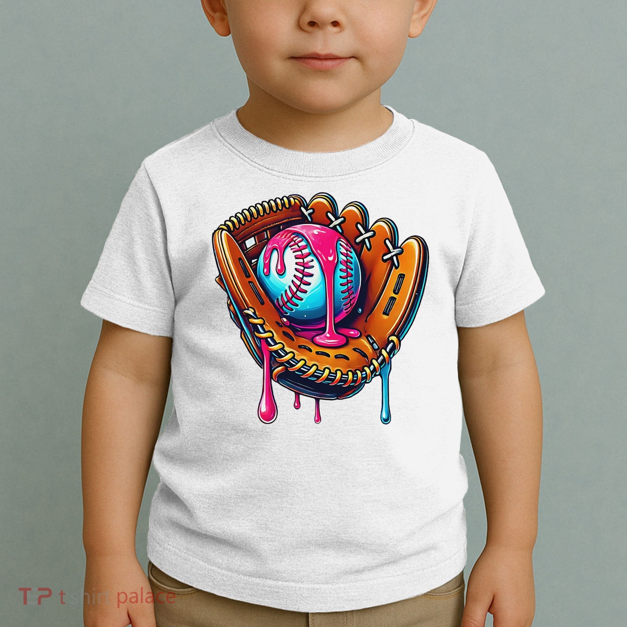 Baseball Glove Drip Ice Cream Sprinkles Baseball Boy Toddler T-Shirt