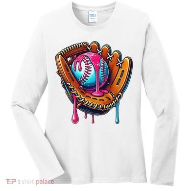 Baseball Glove Drip Ice Cream Sprinkles Baseball Boy Women's Long Sleeve Shirt