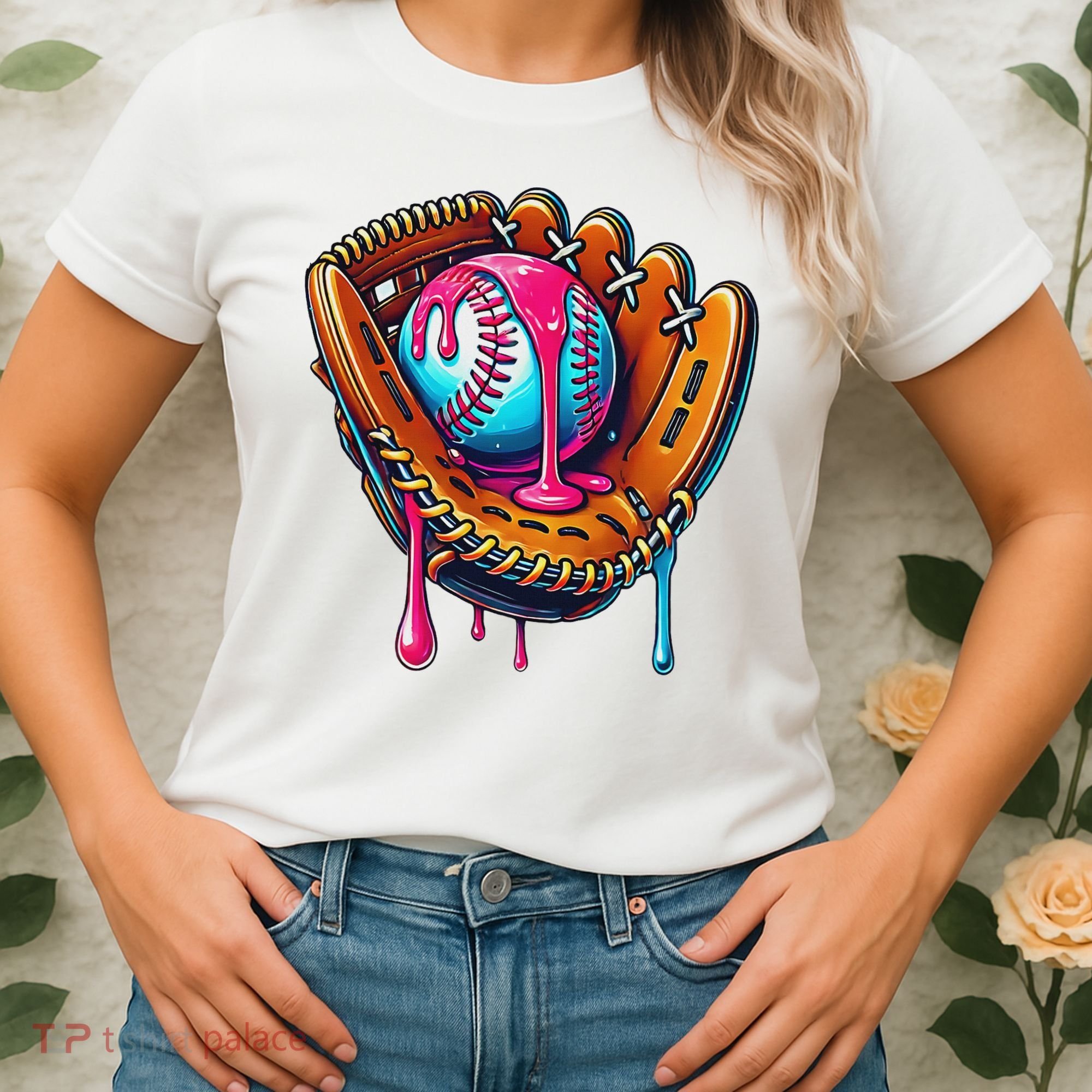 Baseball Glove Drip Ice Cream Sprinkles Baseball Boy Women's T-Shirt
