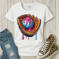 Baseball Glove Drip Ice Cream Sprinkles Baseball Boy Women's T-Shirt thumb 3