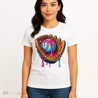 Baseball Glove Drip Ice Cream Sprinkles Baseball Boy Women's T-Shirt thumb 4