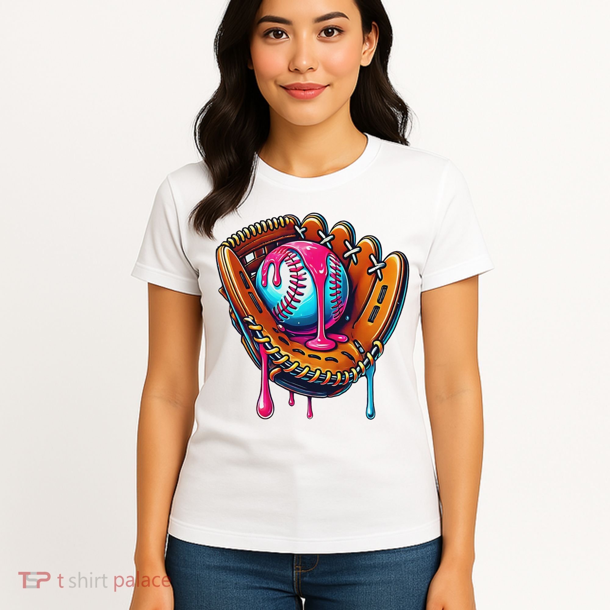 Baseball Glove Drip Ice Cream Sprinkles Baseball Boy Women's T-Shirt