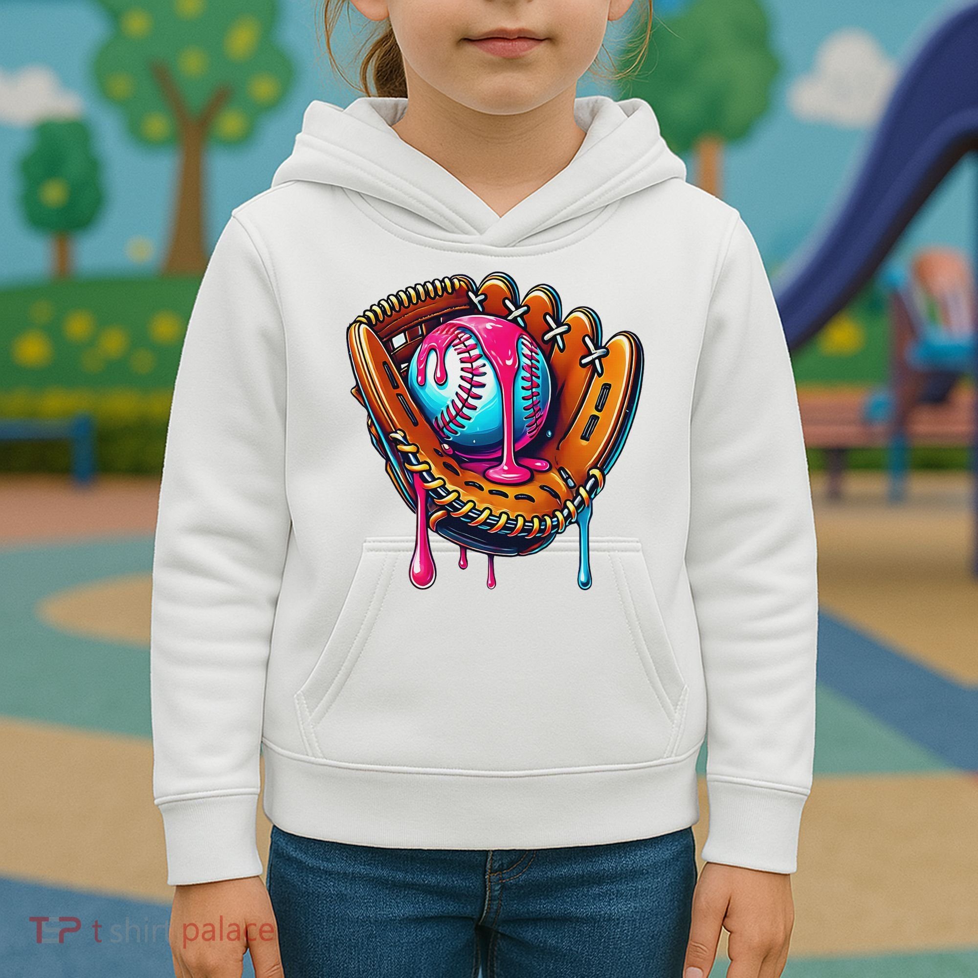 Baseball Glove Drip Ice Cream Sprinkles Baseball Boy Kids Hoodie