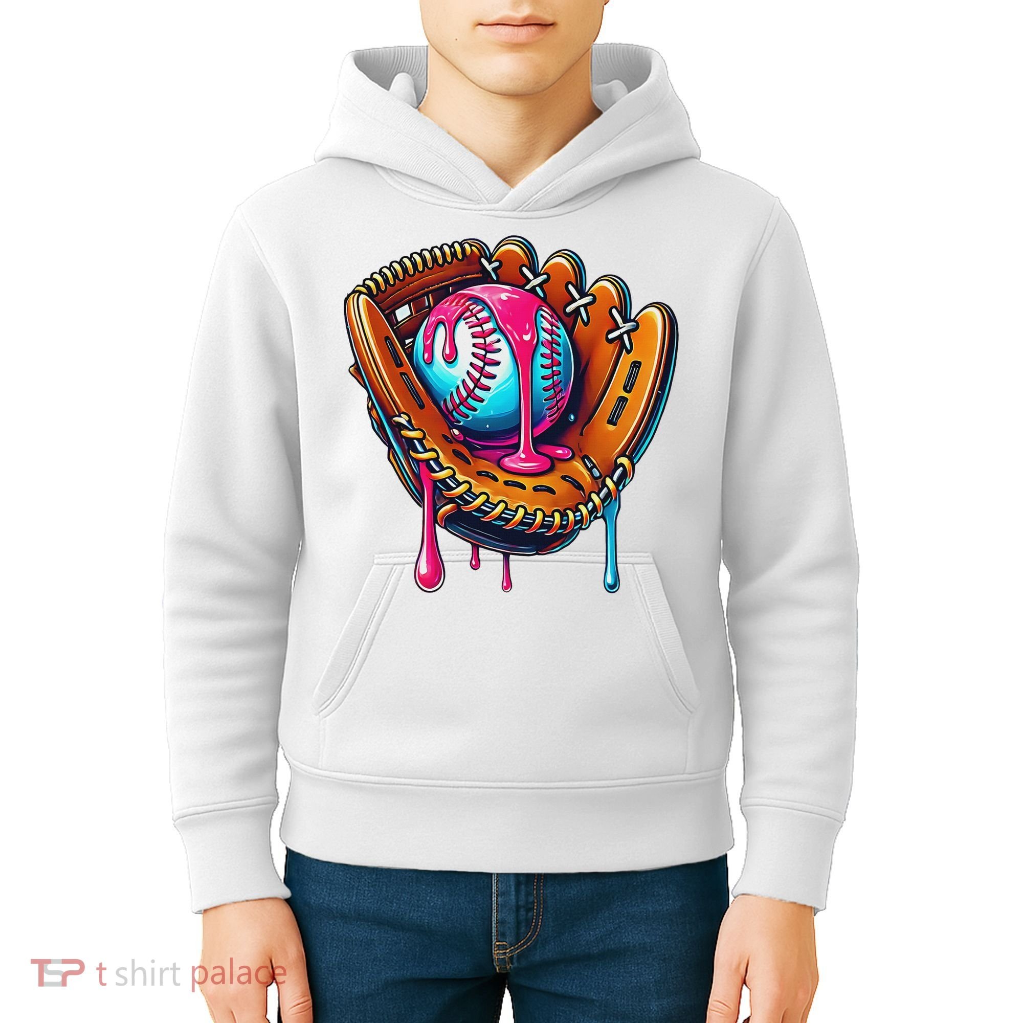 Baseball Glove Drip Ice Cream Sprinkles Baseball Boy Kids Hoodie
