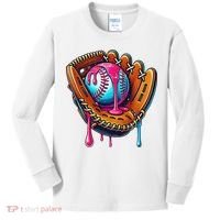 Baseball Glove Drip Ice Cream Sprinkles Baseball Boy Kids Long Sleeve Shirt thumb 0