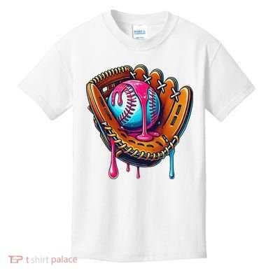 Baseball Glove Drip Ice Cream Sprinkles Baseball Boy Kids T-Shirt
