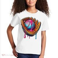 Baseball Glove Drip Ice Cream Sprinkles Baseball Boy Kids T-Shirt thumb 2