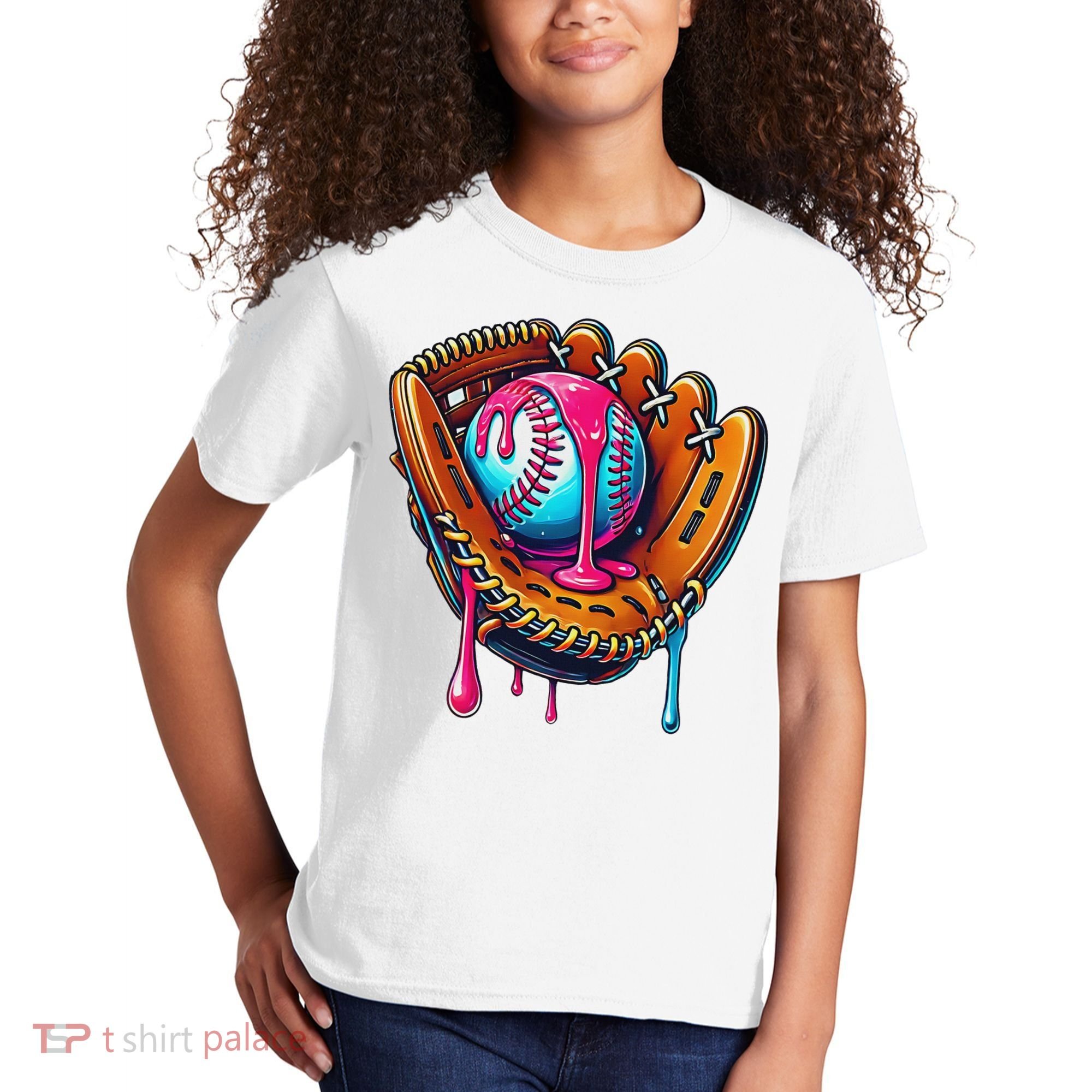Baseball Glove Drip Ice Cream Sprinkles Baseball Boy Kids T-Shirt