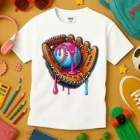 Baseball Glove Drip Ice Cream Sprinkles Baseball Boy Kids T-Shirt thumb 3