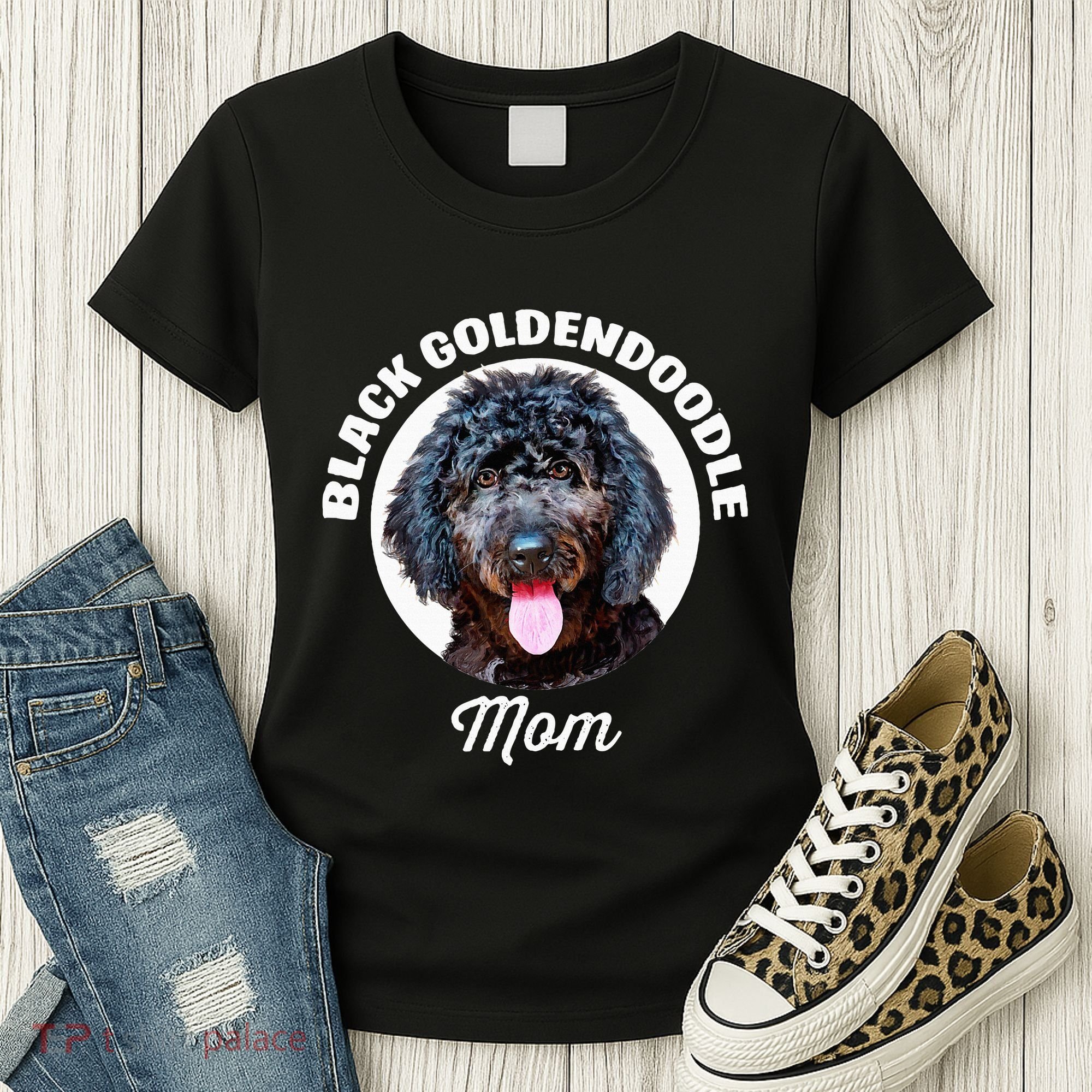 Black Goldendoodle Dog Mom Women's T-Shirt