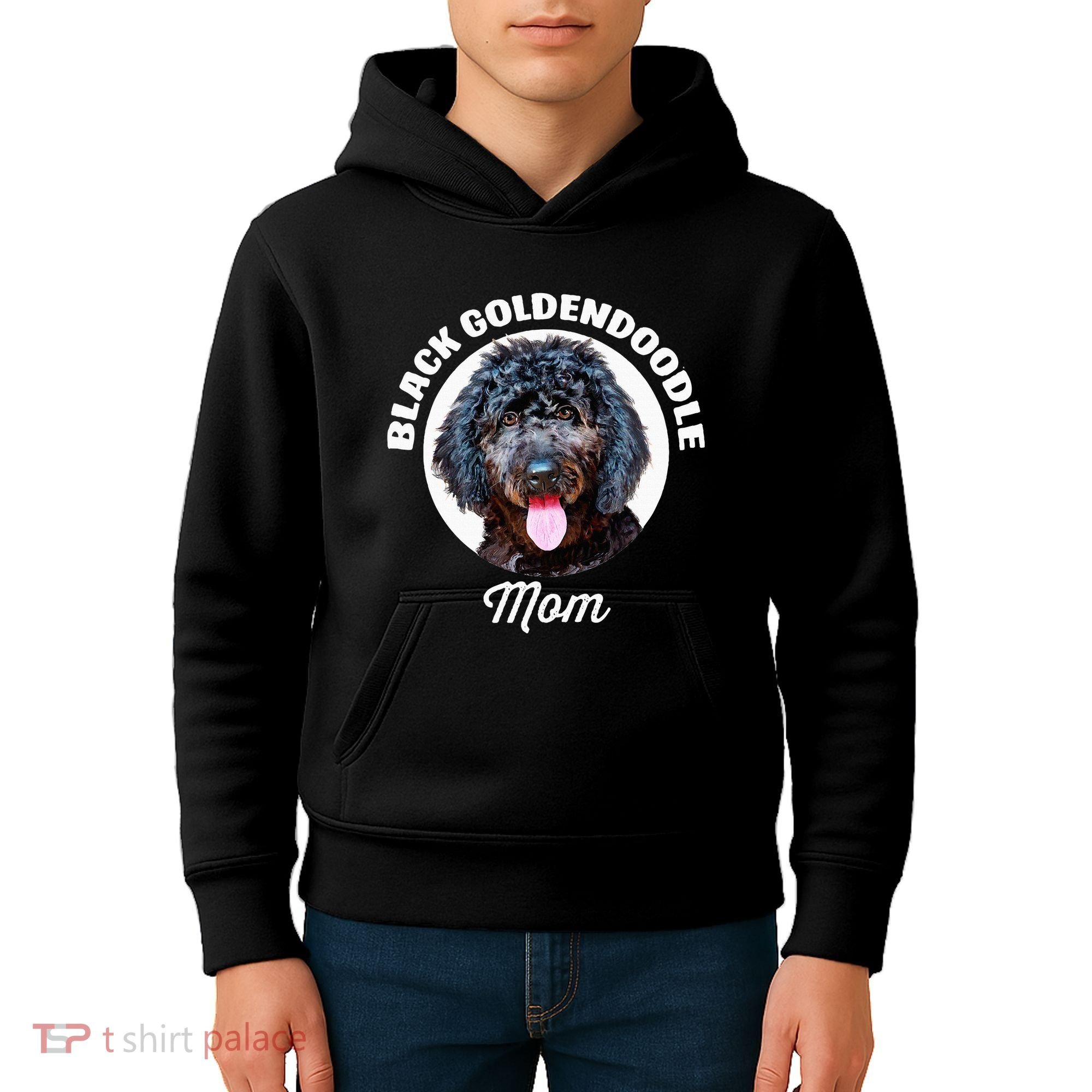 Black Goldendoodle Dog Mom Kids Hoodie