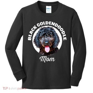 Black Goldendoodle Dog Mom Kids Long Sleeve Shirt