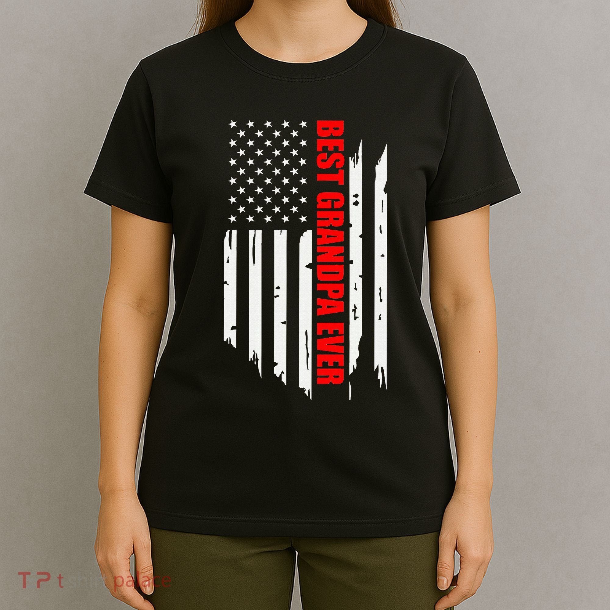 Best Grandpa Ever Vintage American Flag T-Shirt