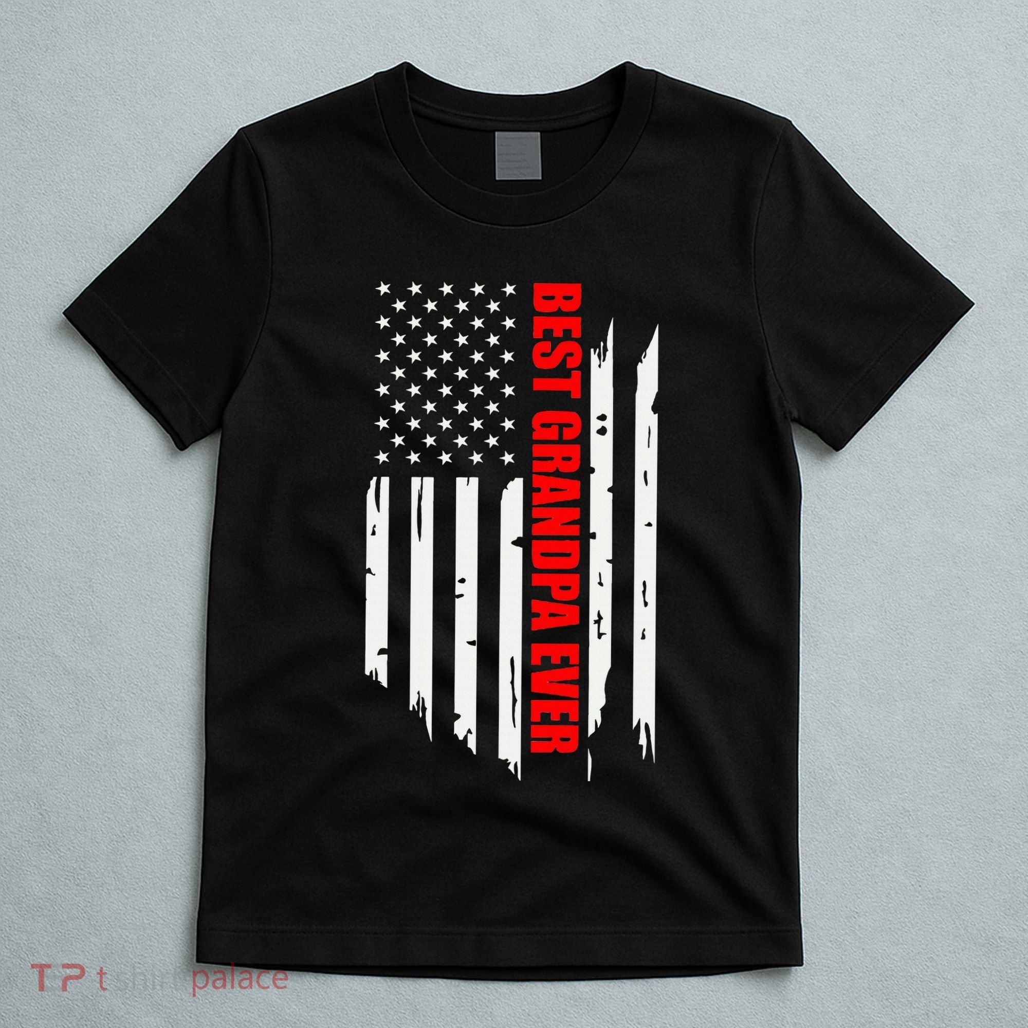 Best Grandpa Ever Vintage American Flag T-Shirt