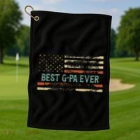 Best Gpa Ever Us Flag Gpa Grandfather Golf Towel thumb 1