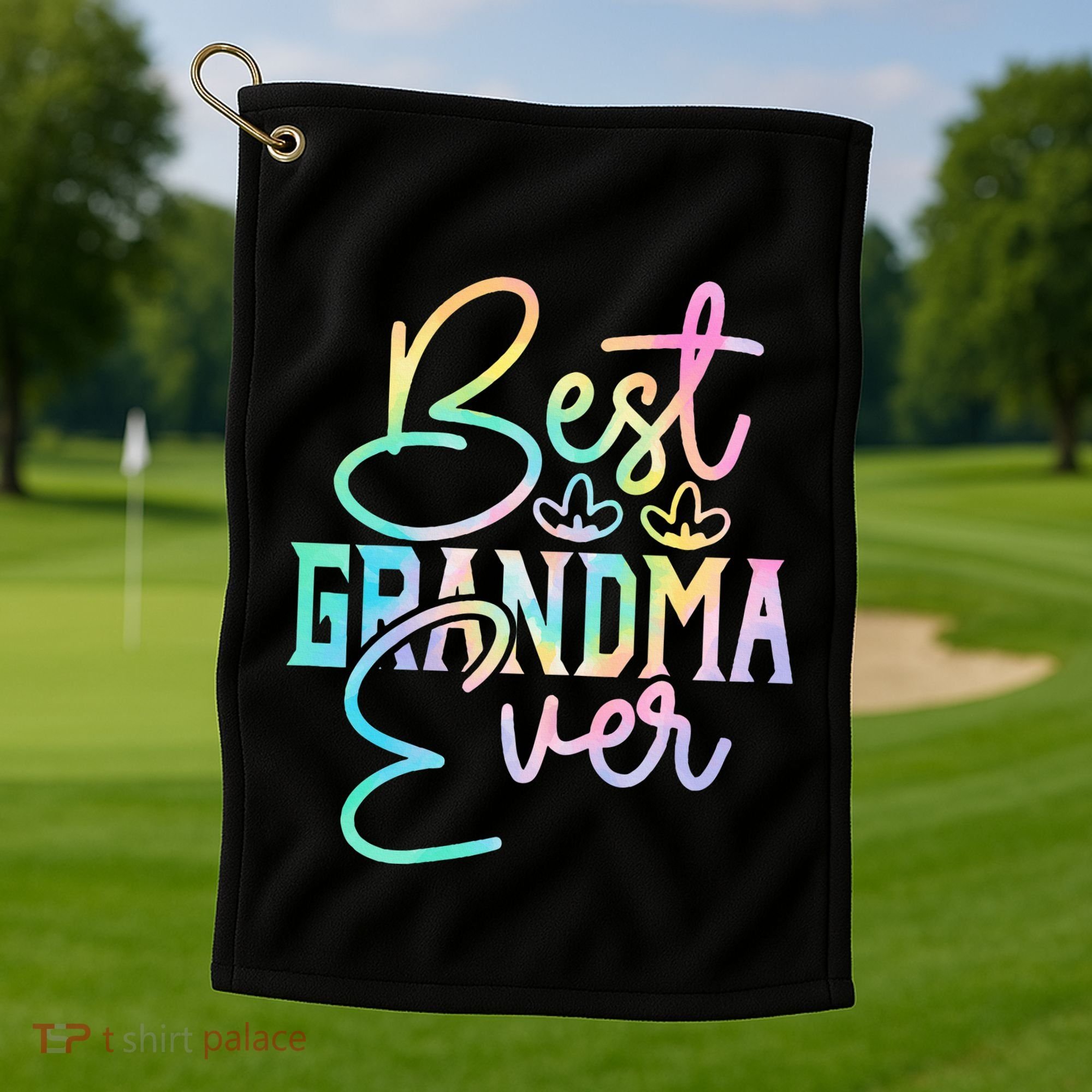 Best Grandma Ever Happy Grandparents Day Tie Dye Golf Towel
