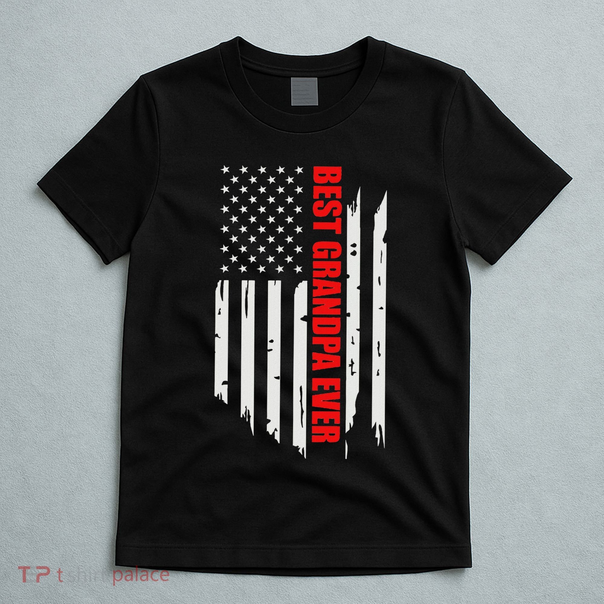 Best Grandpa Ever Vintage American Flag T-Shirt