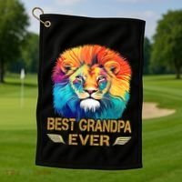 Best Grandpa Ever Funny Fathers Day Gift For Dad Golf Towel thumb 1
