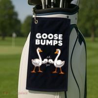 Best Goose For Goose Bumps Waterfowl Animal Pun Golf Towel thumb 2