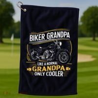 Biker Grandpa FatherS Day Like A Normal Grandpa Motorcycle Golf Towel thumb 1