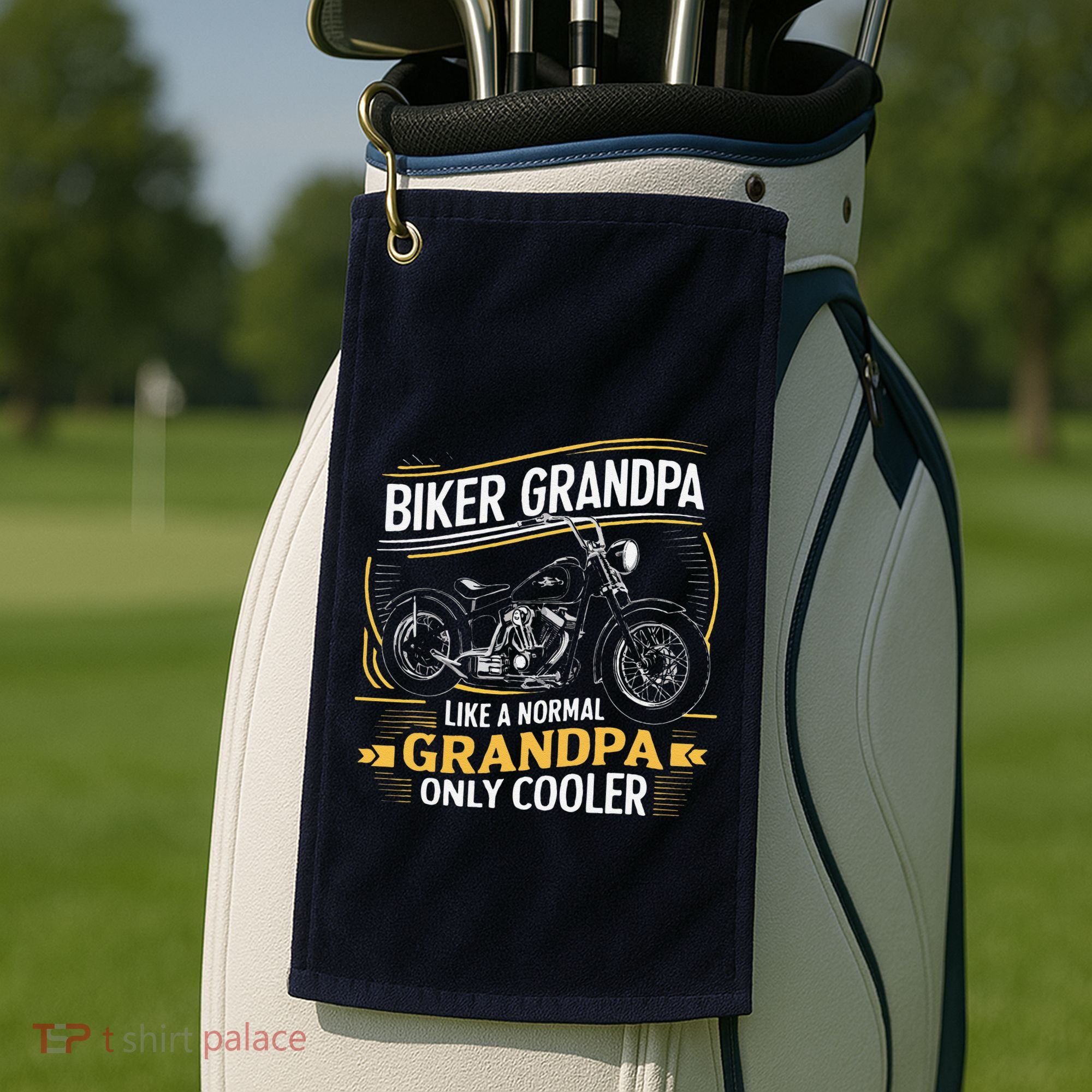 Biker Grandpa FatherS Day Like A Normal Grandpa Motorcycle Golf Towel