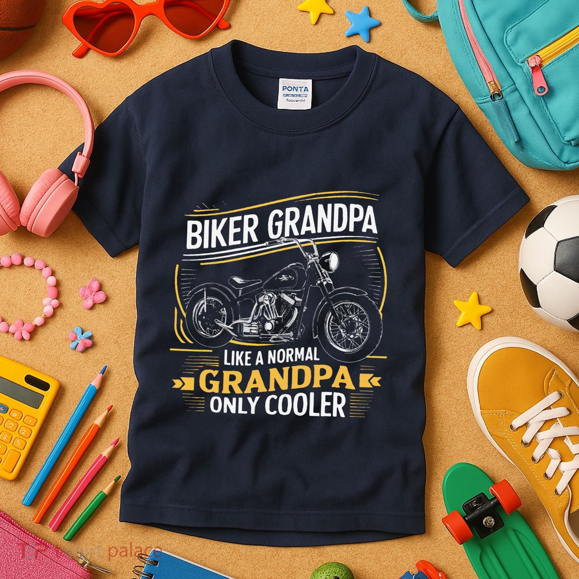 Biker Grandpa FatherS Day Like A Normal Grandpa Motorcycle Kids T-Shirt