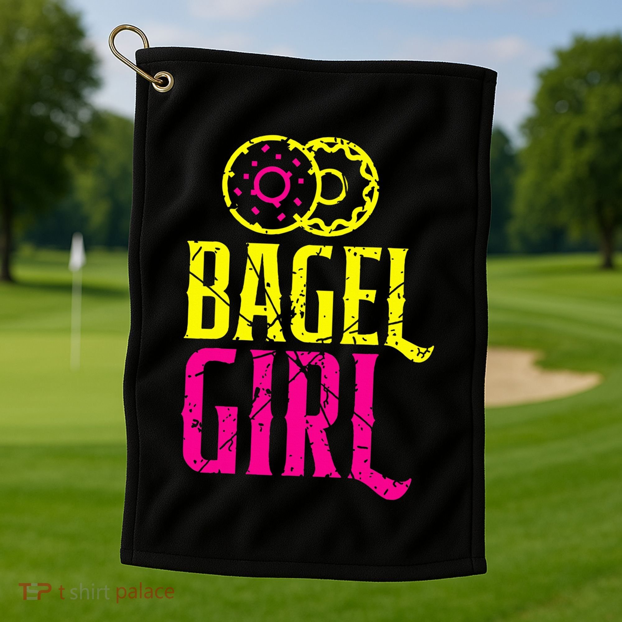 Bagel Girl Funny Bagel Lover Costume Golf Towel