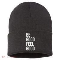 Be Good Feel Good Quote Sustainable Knit Beanie thumb 0