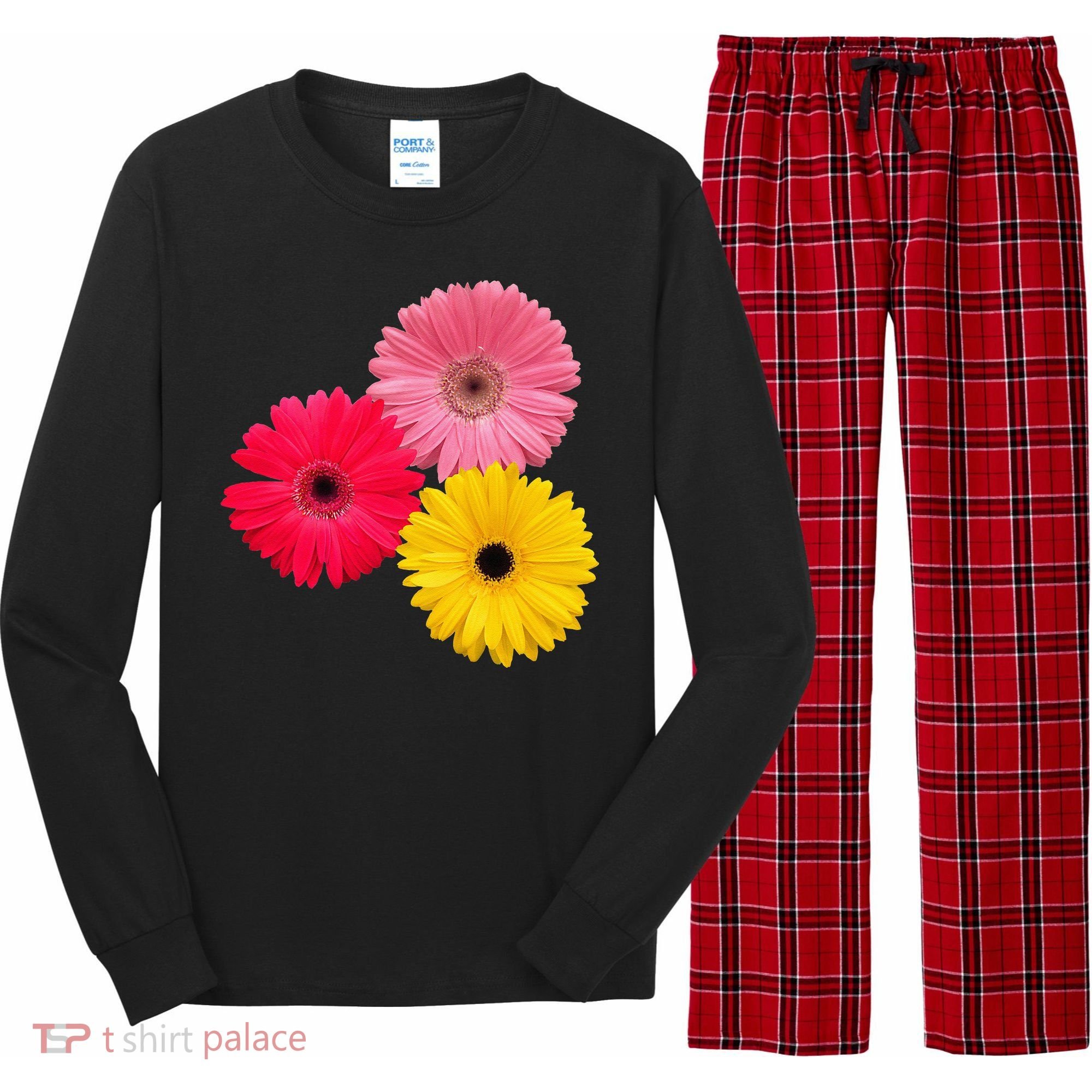 Blooming Gerbera Flower Daisies Gerberas Daisy Flowery Long Sleeve Pajama Set