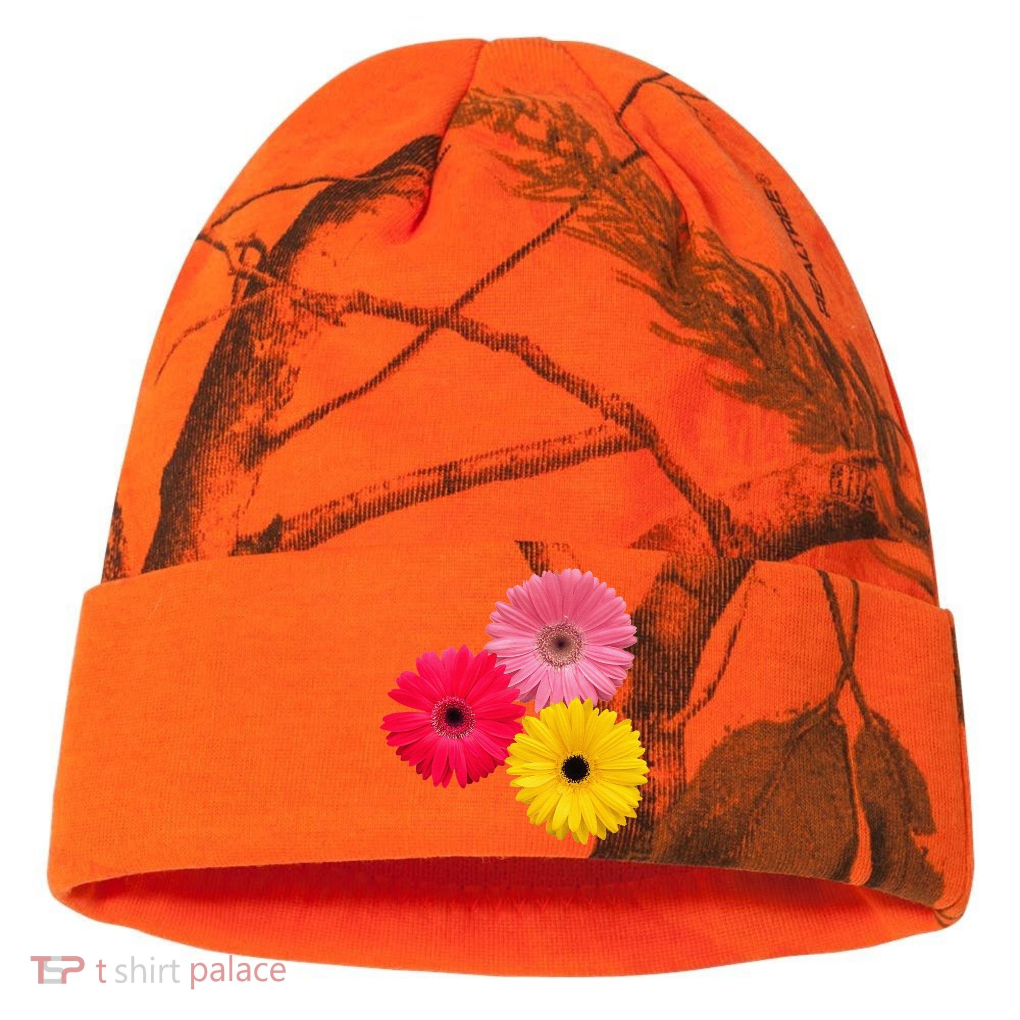 Blooming Gerbera Flower Daisies Gerberas Daisy Flowery Kati Licensed 12" Camo Cuffed Beanie