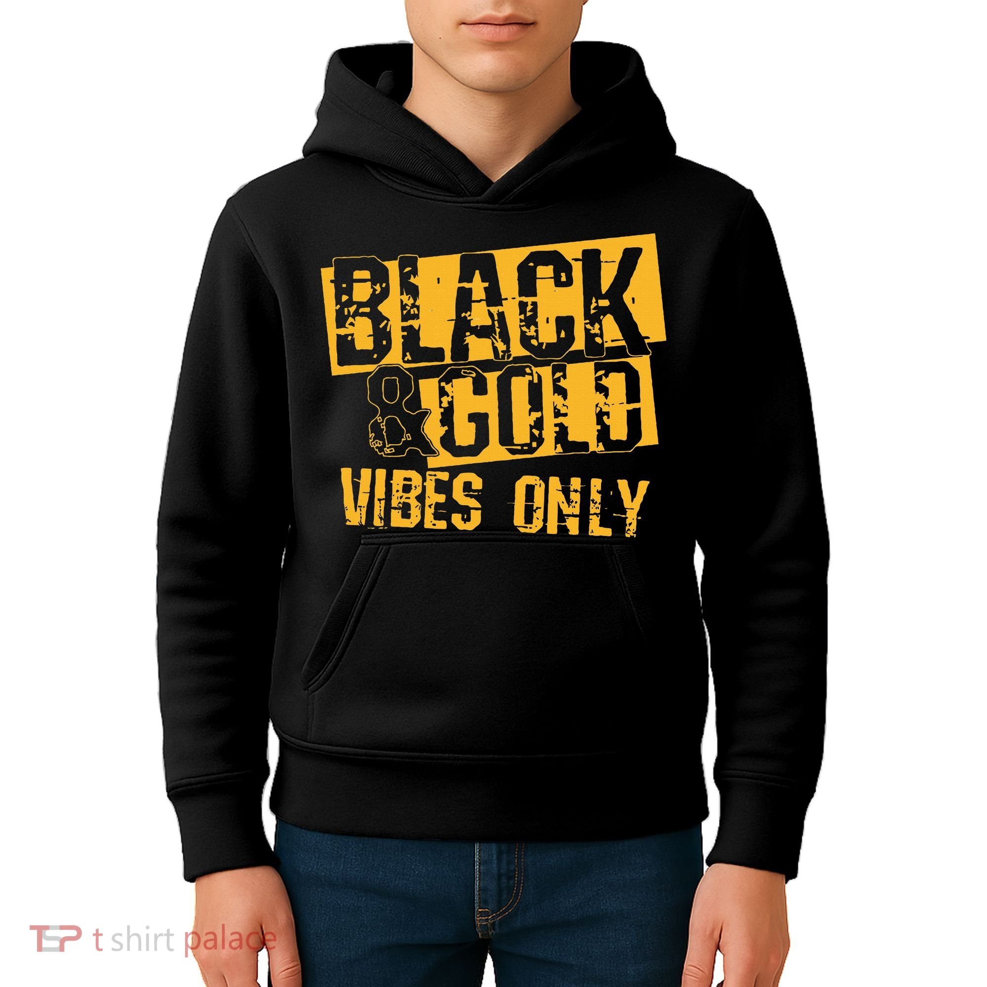 Black Gold Game Day For High School Football Kids Hoodie
