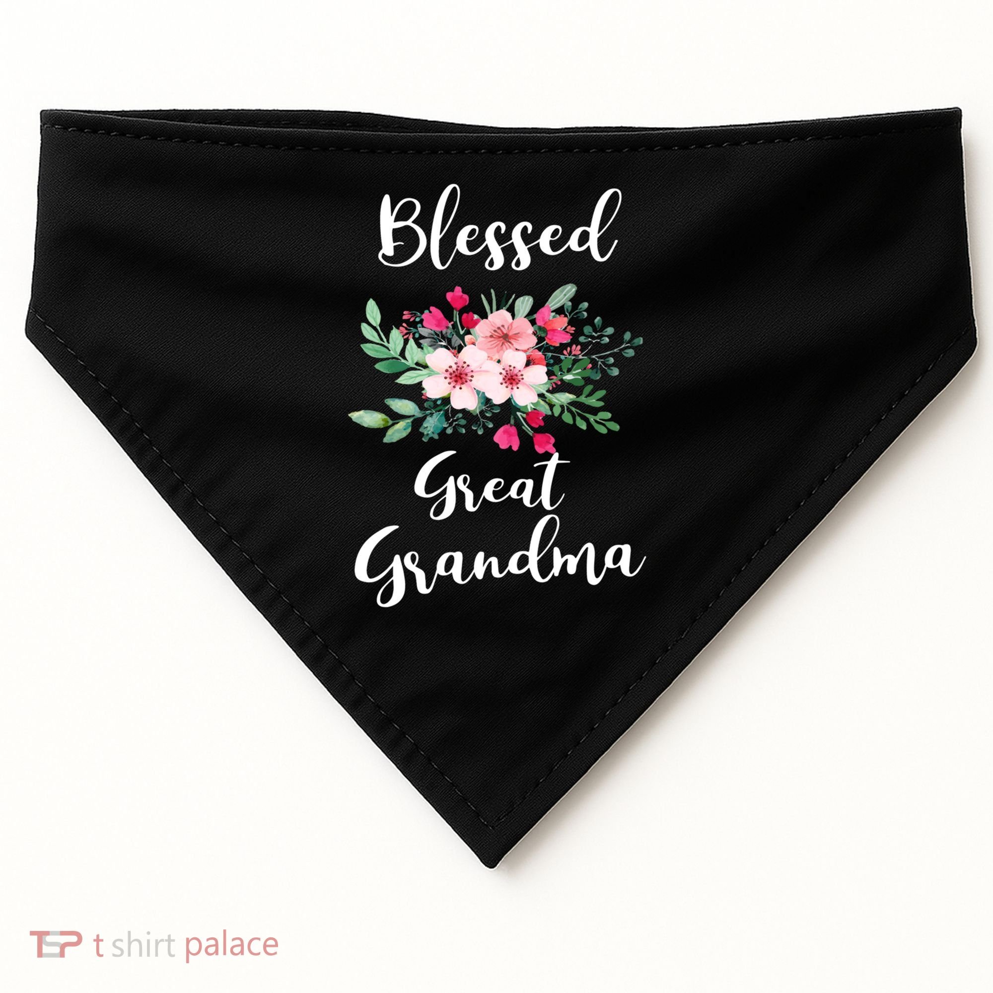 Blessed Great Grandma Flower Bouquet Gift For Grandma Gift USA-Made Doggie Bandana
