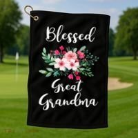 Blessed Great Grandma Flower Bouquet Gift For Grandma Gift Golf Towel thumb 1