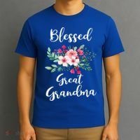 Blessed Great Grandma Flower Bouquet Gift For Grandma Gift T-Shirt thumb 3