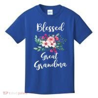 Blessed Great Grandma Flower Bouquet Gift For Grandma Gift Kids T-Shirt thumb 0