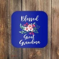 Blessed Great Grandma Flower Bouquet Gift For Grandma Gift Coaster thumb 0