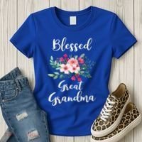 Blessed Great Grandma Flower Bouquet Gift For Grandma Gift Women's T-Shirt thumb 3