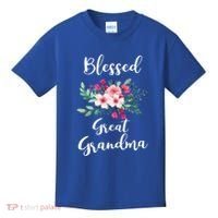 Blessed Great Grandma Flower Bouquet Gift For Grandma Gift Kids T-Shirt thumb 0