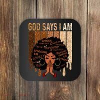 Black Girl God Says I Am Black Melanin Juneteenth Coaster thumb 0