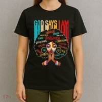 Black Girl God Says I Am Black Melanin History Month Pride T-Shirt thumb 4