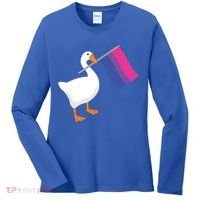 Bisexual Goose Game Lgbtq Bi Pride Parade Flag Untitled Honk Gift Women's Long Sleeve Shirt thumb 0