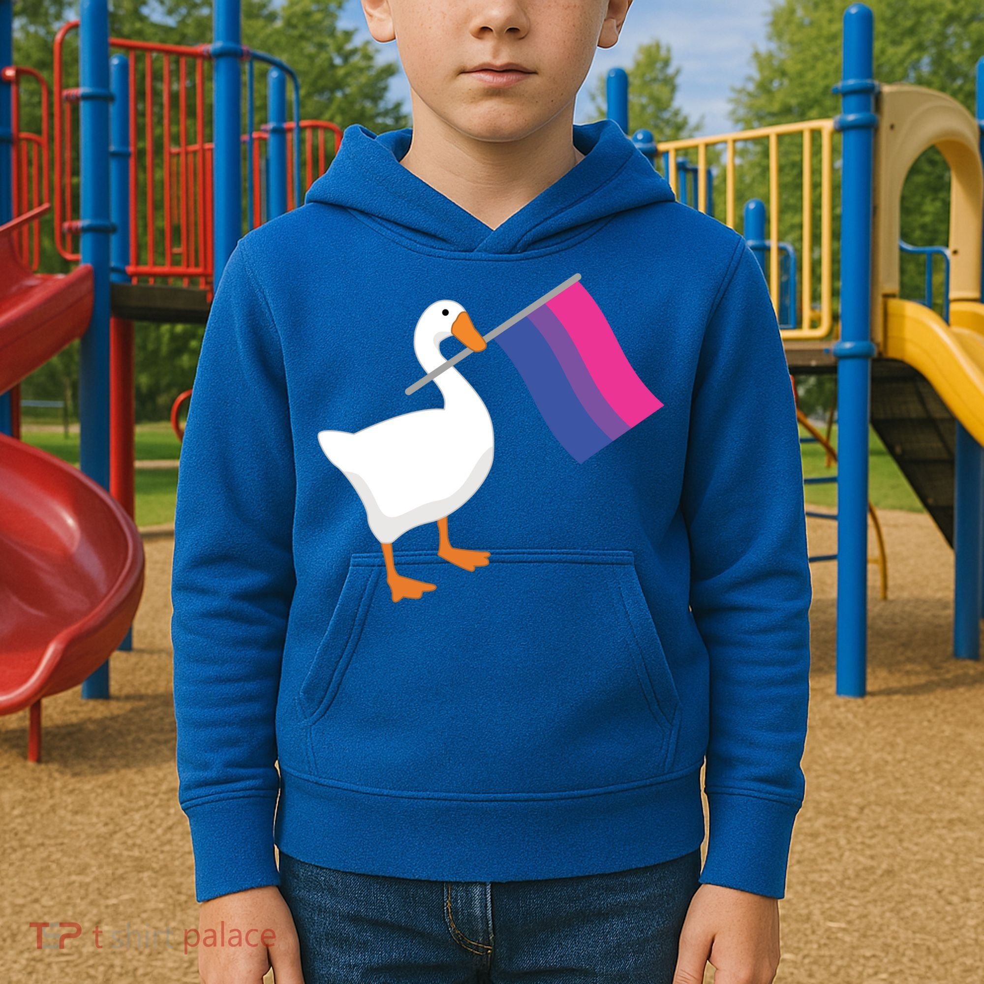 Bisexual Goose Game Lgbtq Bi Pride Parade Flag Untitled Honk Gift Kids Hoodie